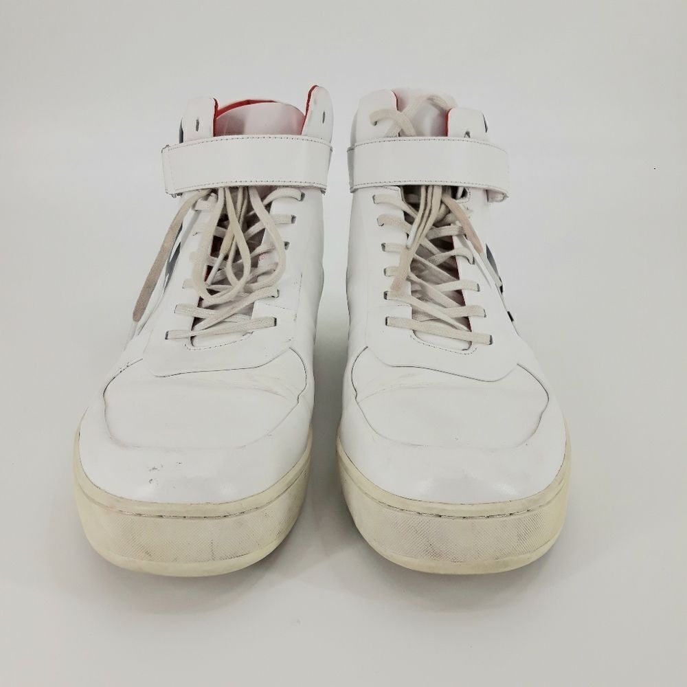 Y2K Calvin Klein Spell Out High Top Sneakers Sz 11 Navin Nappa Logo White Black - Picture 5 of 11